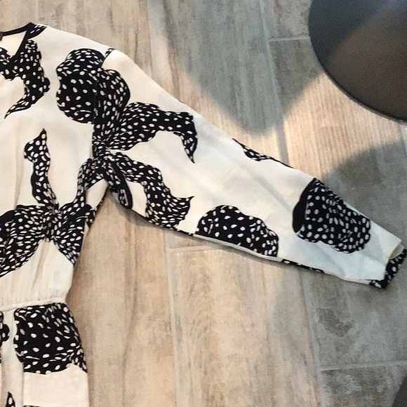 Louis Feraud vintage silk bow dress, cream/black, size 10 - Picture 2 of 13